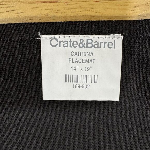 Crate & Barrel Placemats Black Cotton Checkered Pique Woven Rectangle X4 NEW - Picture 9 of 9